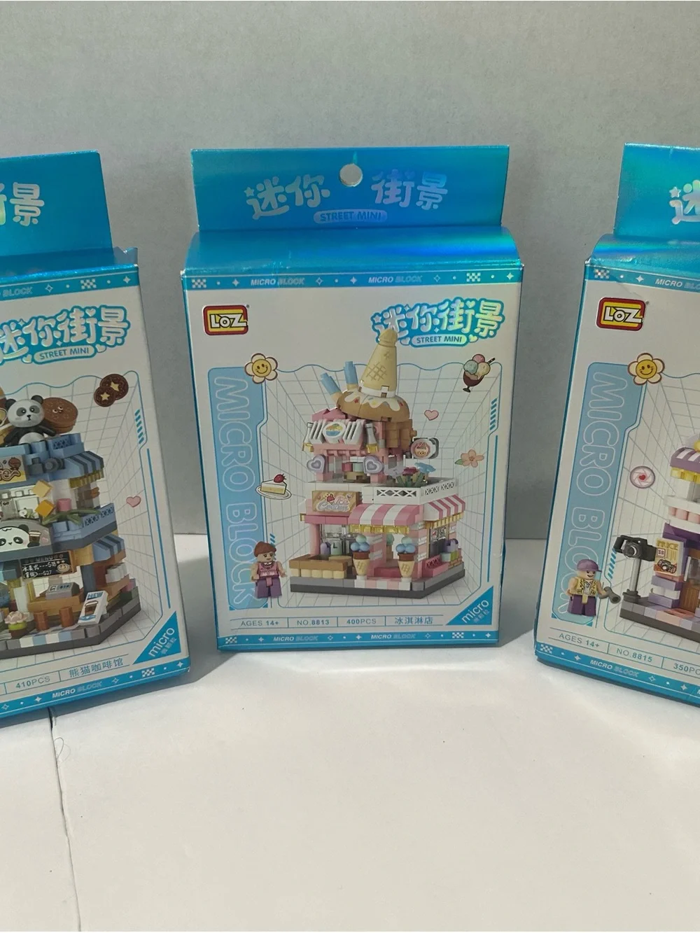 Kids Toys Ice Cream Shop Micro Block Building Set - Blue & Pink
